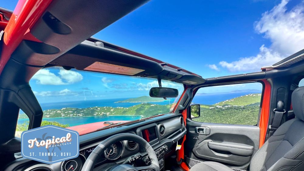 Jeep overlooking Magens Bay St thomas